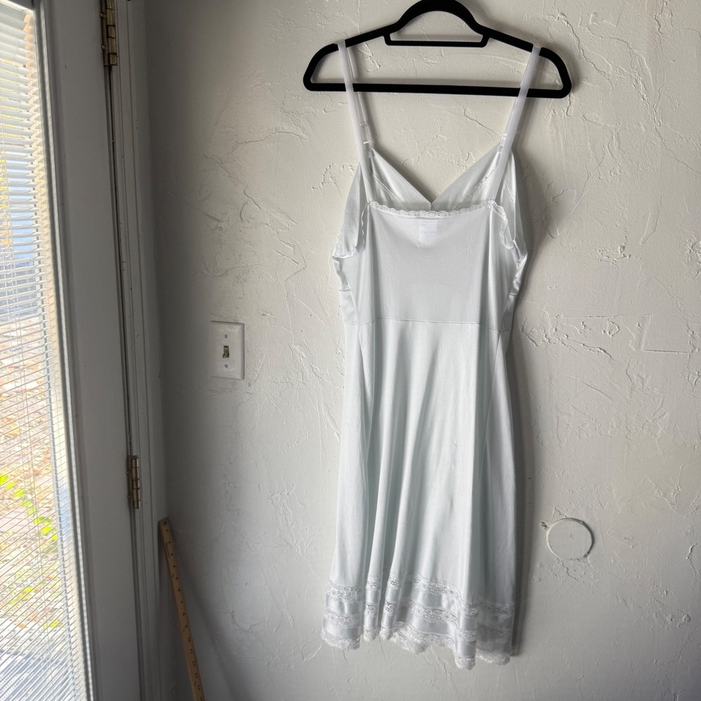 Vintage Velrose White Lace Trim Slip Dress Lingerie Full Slip Size 36 Coquette - Picture 6 of 8